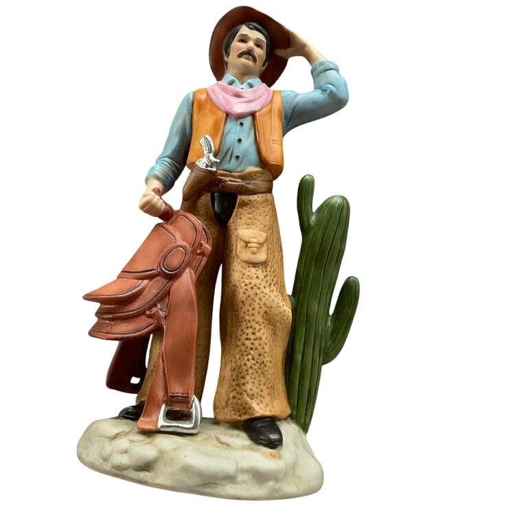 Homco Figurines Cowboy With Saddle - No Box