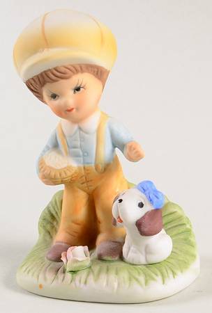 Homco Figurines Boy With Cat - No Box