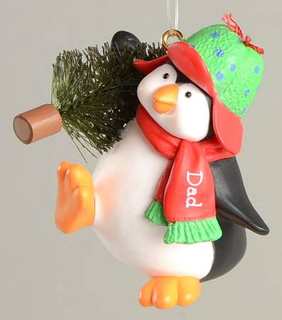 2003 Hallmark Christmas Ornaments Dad-Penguin With Tree - Boxed