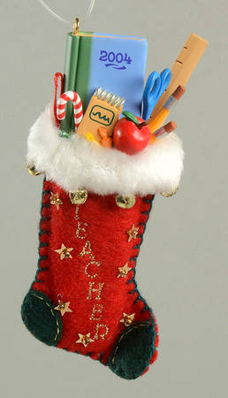 2004 Hallmark Christmas Ornaments Teacher Stocking - Boxed