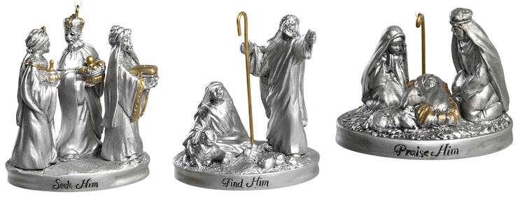 2004 Hallmark Christmas Ornaments That Holy Night-Set Of 3 - Boxed