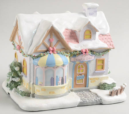 Precious Moments Christmas Village Sweet Cuts Beauty Salon - No Box