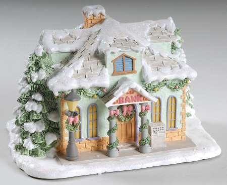 Precious Moments Christmas Village Love And Trust Bank - No Box
