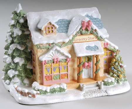Precious Moments Christmas Village Joyous Village Grocery Store - No Box