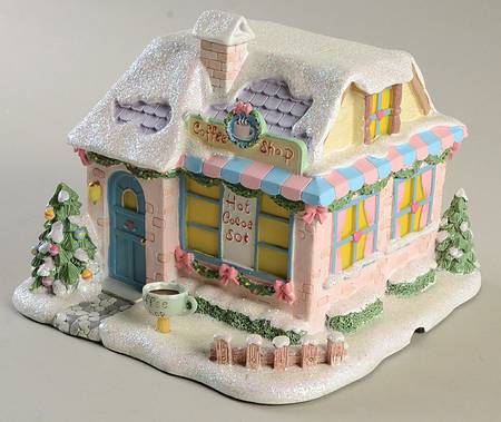 Precious Moments Christmas Village Cup Of Love Coffee Shop - No Box