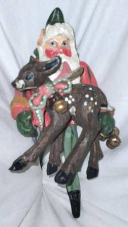 House of Hatten Christmas Ornament Santa Elf With Reindeer - Boxed