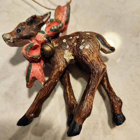 House of Hatten Christmas Ornament Reindeer With Bow - Boxed