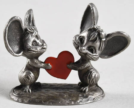 Little Gallery Pewter Figurines Valentine Mice - No Box