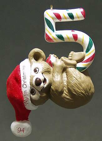 Child's Age Collection 1994-Childs 5th Christmas-Bear - Boxed
