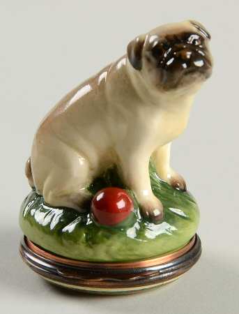 Bonbonnieres Box Pug With Red Ball - Boxed