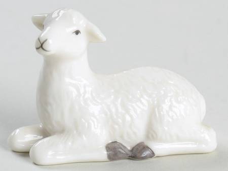 Irish Nativity Lamb Lying-White - No Box