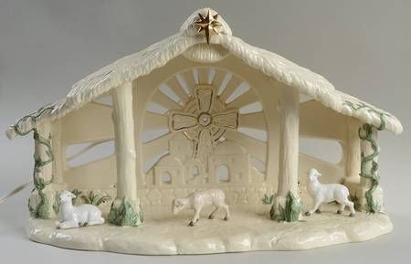 Irish Nativity Creche W/Lambs-4 Pc Set - No Box