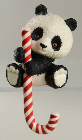 Stocking Hangers Panda With Candy Cane - Boxed