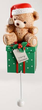 Stocking Hangers Teddy Bear On Gift - Boxed