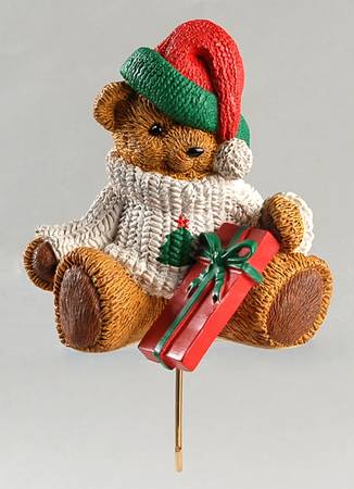Stocking Hangers Teddy Bear In White Sweater - Boxed