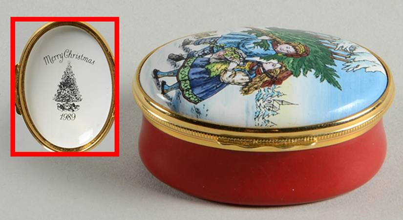 Halcyon Days Smithsonian Christmas Box 1989-Christmas Box - With Box Bx1989