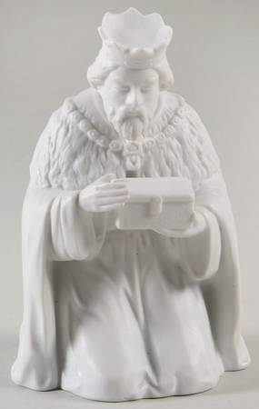 Homco Nativity-White Wise Man With Box - No Box