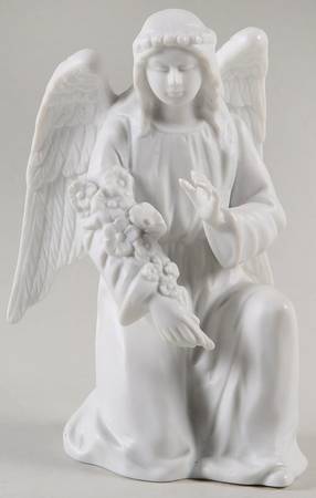 Homco Nativity-White Angel With Flower Kneeling - No Box