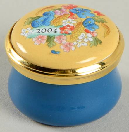 Annual Year Mini Box 2004-Blue And Red Flowers - With Box Bx2004