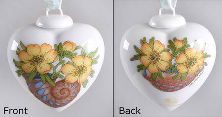 China Mini Heart Ornaments Yellow Flower - Boxed