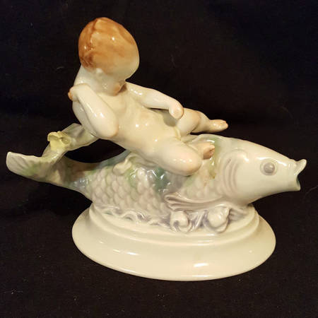 Children Baby Boy Riding On A Fish - No Box