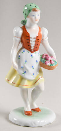 Traditional Hungarian People Woman With Flower Basket - No Box