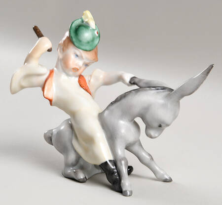Traditional Hungarian People Boy Riding Donkey - No Box