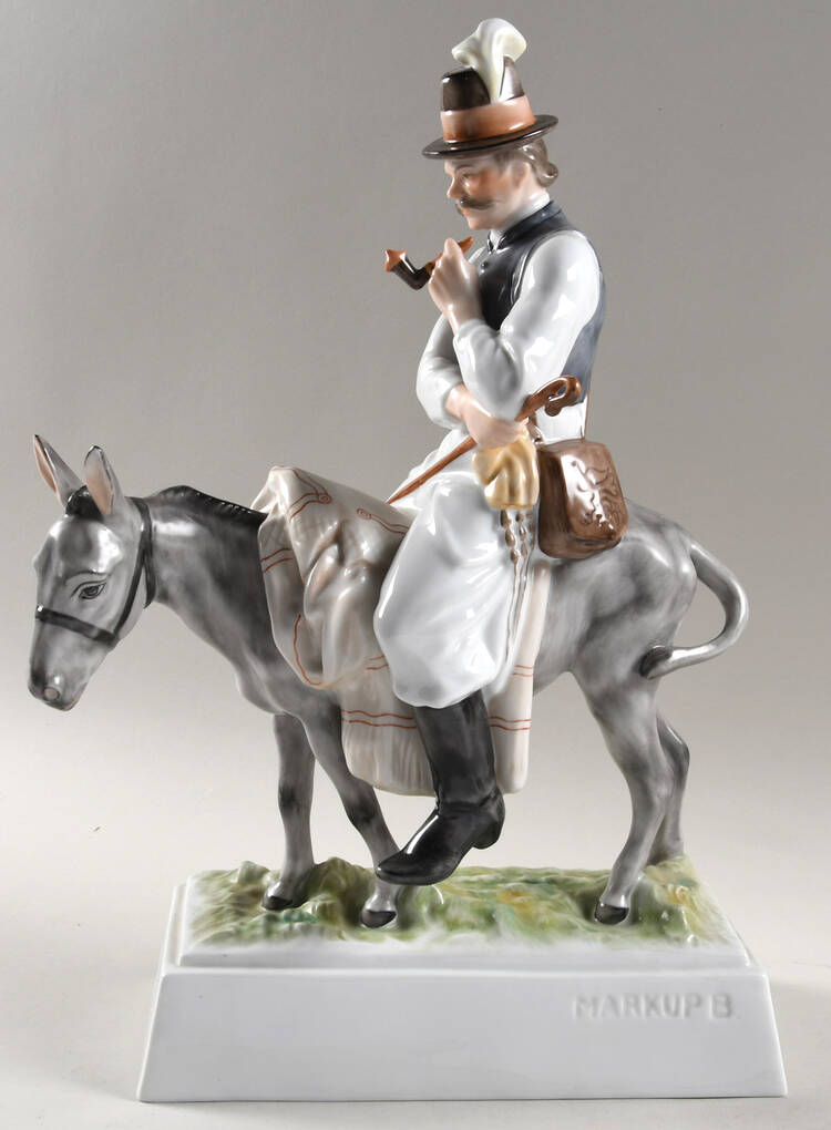 Traditional Hungarian People Man On Donkey - No Box