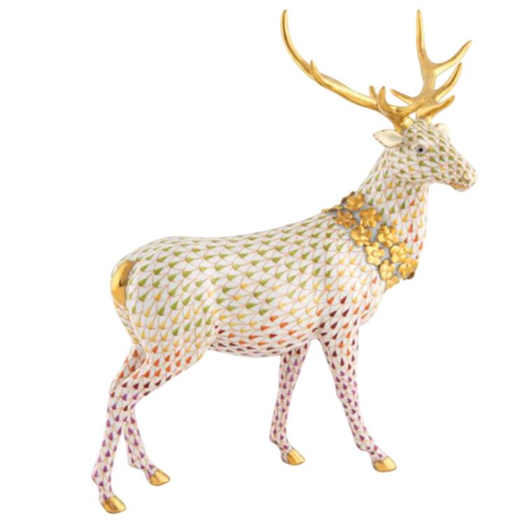 Deer Stag With Flower Garland - No Box