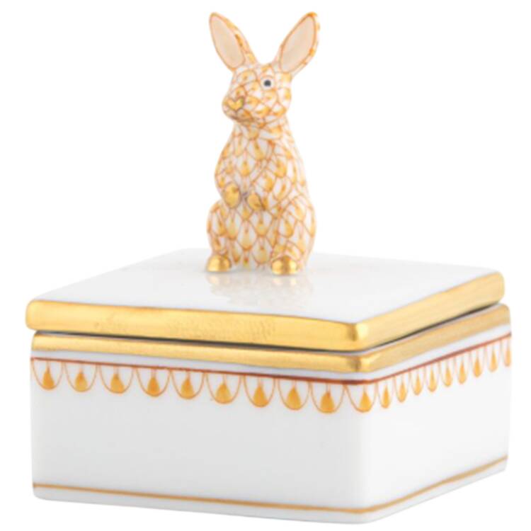 Boxes Sq Box W/Sitting Bunny-Butterscotch  - No Box
