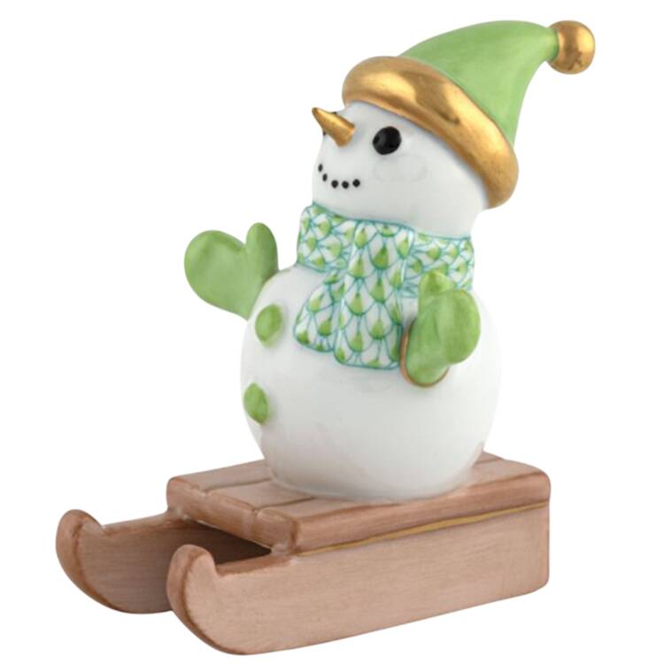 Manmade Objects Sledding Snowman-Key Lime - No Box