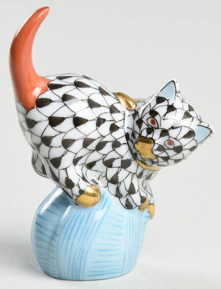 Cats Mischevious Cat On Yarn-Black/Rust - No Box
