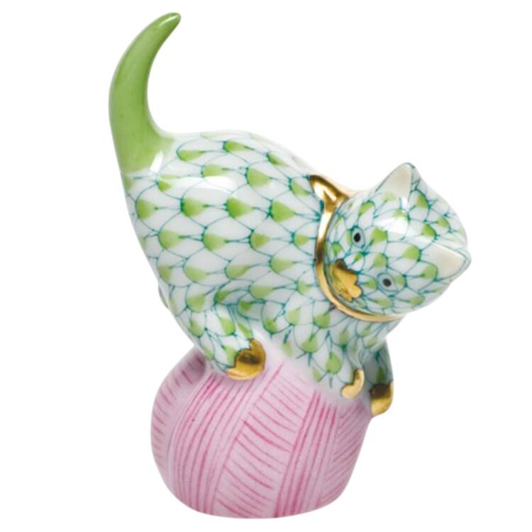 Cats Mischevious Cat On Yarn-Keylime/Pink - No Box