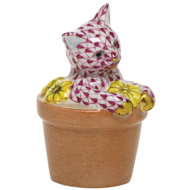 Cats Flower Pot Kitty- Raspberry - No Box
