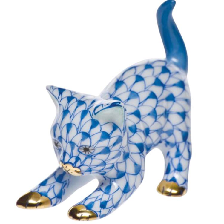 Cats Stretching Kitty- Blue - No Box
