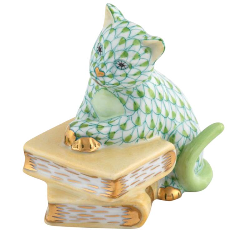 Cats Cat On Books- Key Lime - No Box