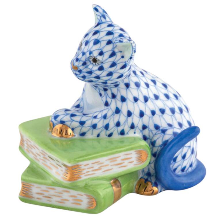Cats Cat On Books- Sapphire - No Box
