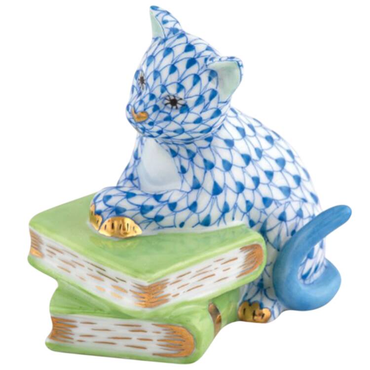 Cats Cat On Books- Blue - No Box