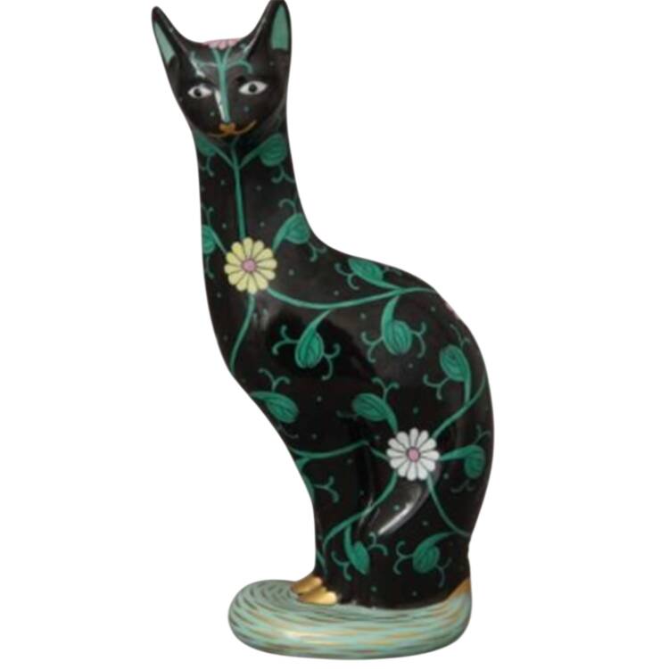 Cats Egyptian Cat-Black W/Flowers - No Box