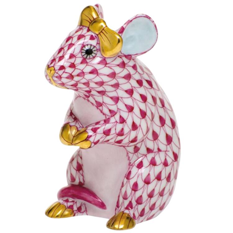 Rodents Mouse With Bow- Raspberry - No Box