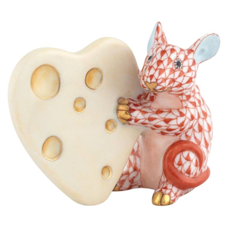 Rodents Mouse With Heart Cheese- Rust - No Box