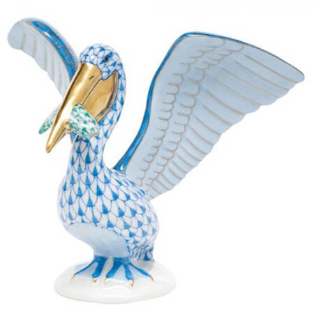 Waterfowl Pelican With Fish- Blue/Green - No Box