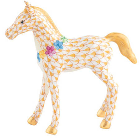 Horses (Equine) Foal With Flowers- Butterscotch - No Box