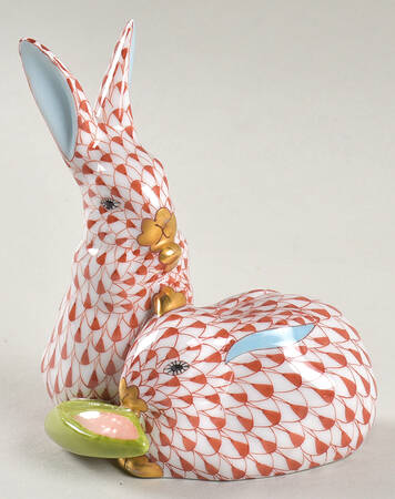 Rabbits & Bunnies (More Than 1) Pair Of Rabbits W/Corn-Rust - No Box