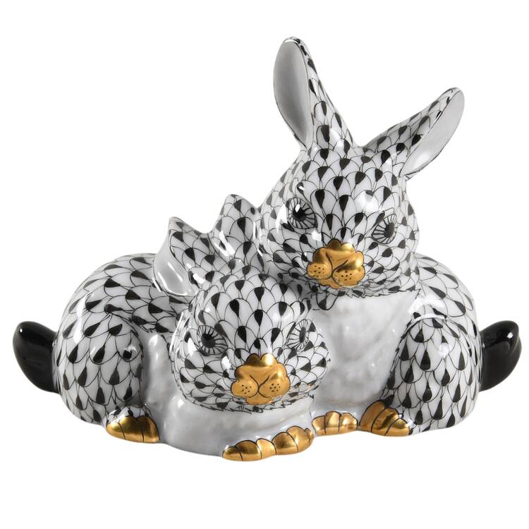 Rabbits & Bunnies (More Than 1) Cuddly Rabbits-Black/Black Eyes - No Box