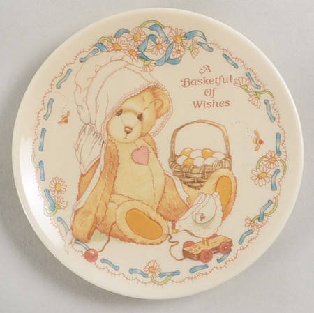 Cherished Teddies Mini Plates A Basketful Of Wished  - No Box