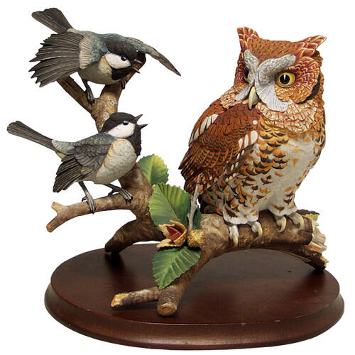 Gunther Granget Birds Screech Owl & Chickadees (Disdain) - Boxed