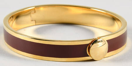 Halcyon Days Jewelry 1cm Hinged Brown & Gold Bangle-One Size - Boxed
