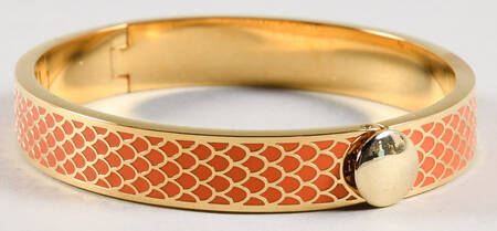 Halcyon Days Jewelry 1cm Hinged Orange & Gold Bangle - Boxed