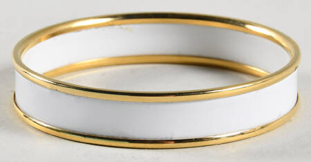 Halcyon Days Jewelry 1cm White & Gold Enamel Bangle-Small - Boxed